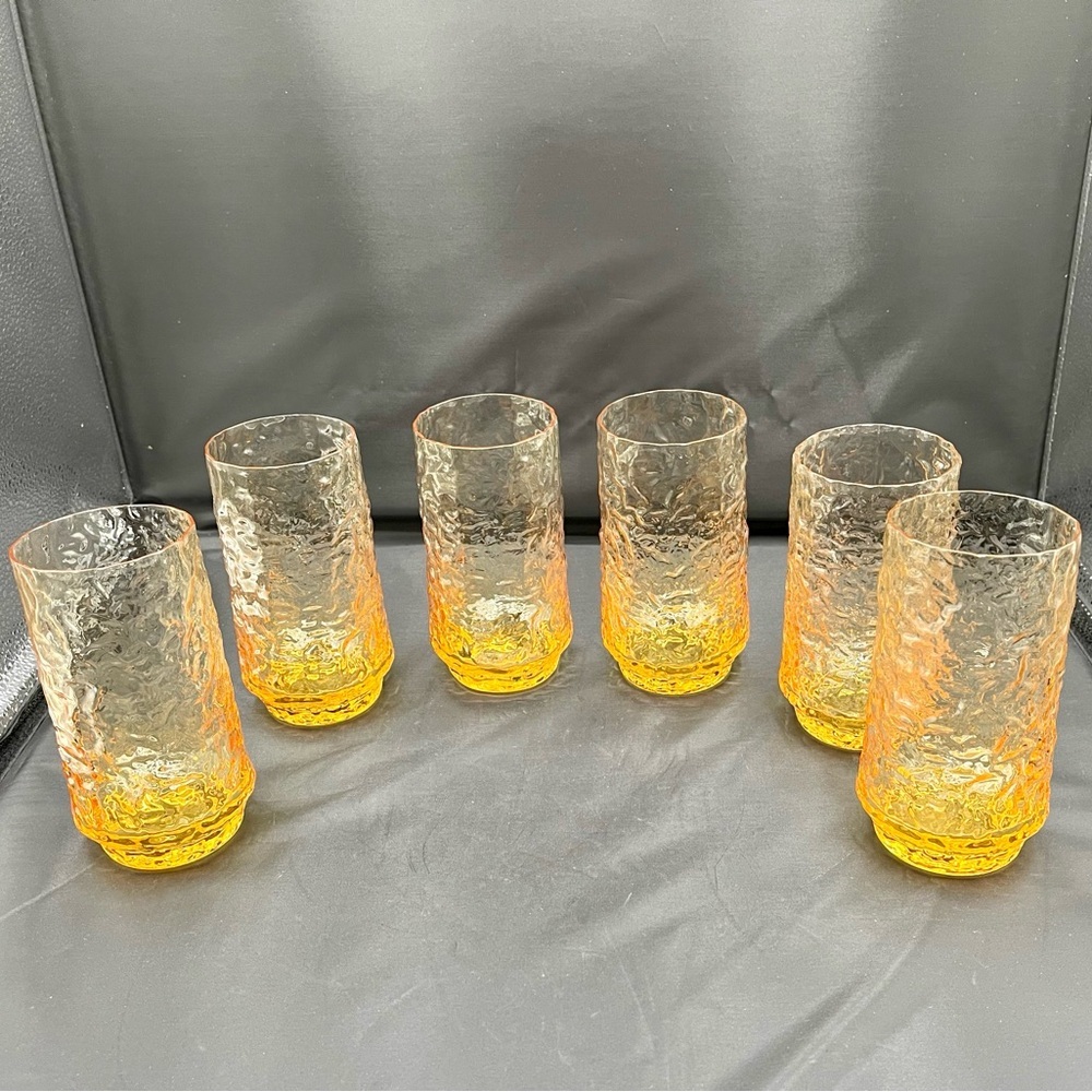 Vintage Anchor Hocking Milano Honey Gold Glasses 12 Oz Set Of 6 - Picture 11 of 12